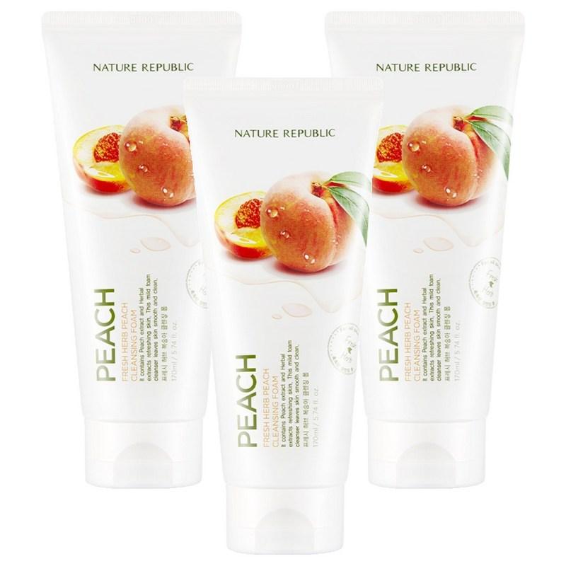 Nature Republic Fresh Herb Peach Cleansing Foam, 3 pcs, 170ml