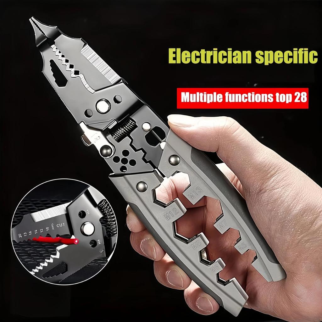 28 In 1 Professional 8-inch Wire Stripper/wire Crimping Tool, Wire Cutter, Wire Crimper, Cable Stripper, Wiring Tool