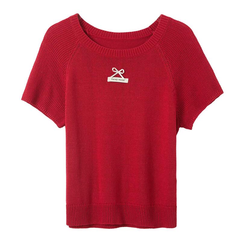 Sancai 2025 Summer Thin Knit Pullover with Bow Detail