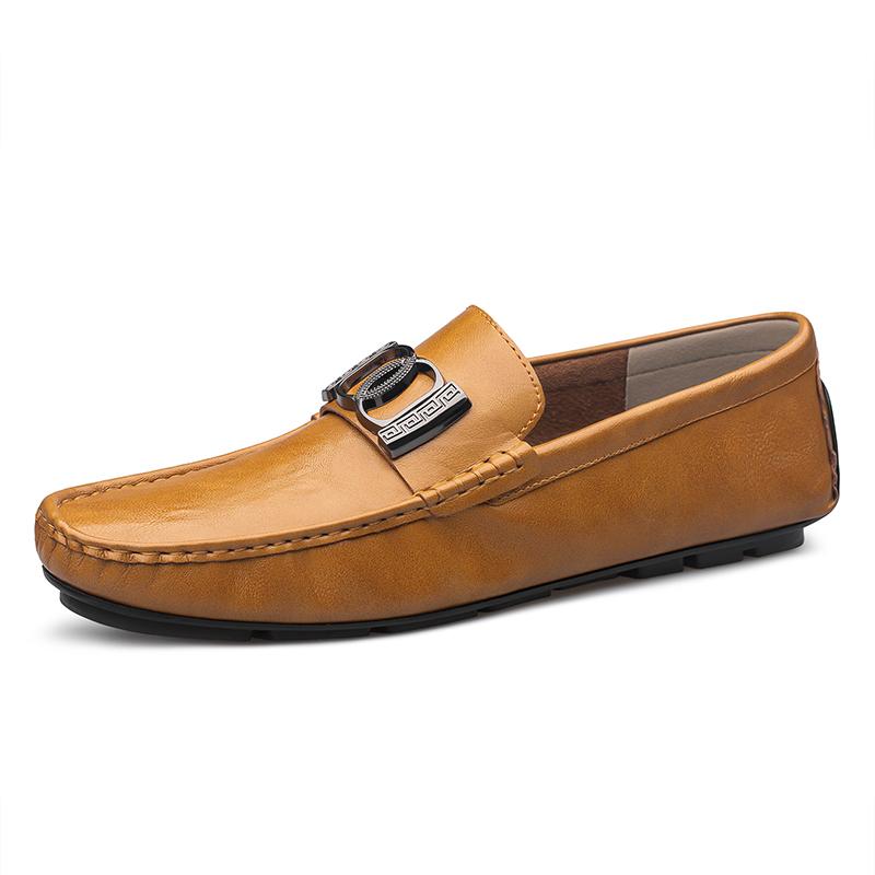 Fashion Genuine Leather Mens Loafers Simple Slip-On Casual Shoes Lightweight Driving Shoes Versatile Moccasins Fashion Man Walking Shoes