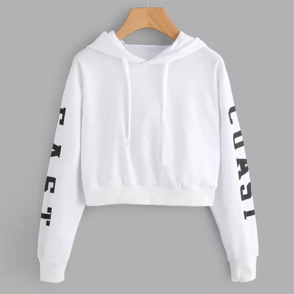 Womens  Long Sleeve Hoodie Sweatshirt Letters Hooded Pullover Tops Blouse