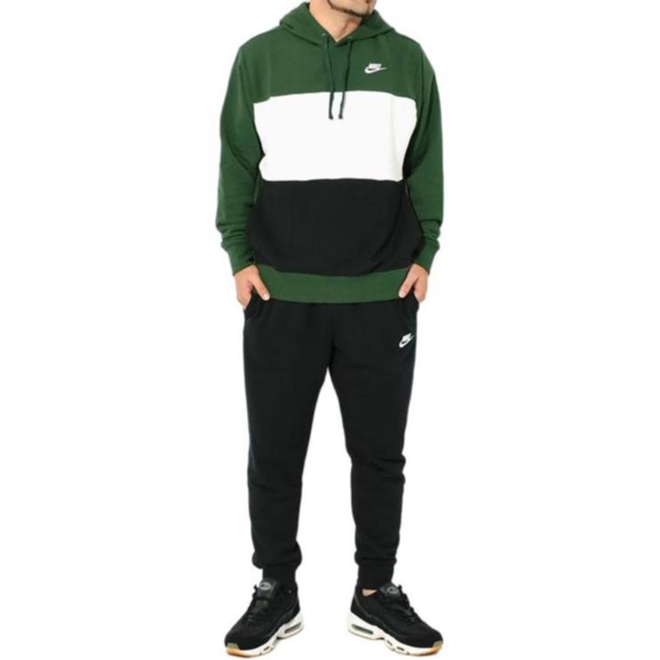 Nike Club Fleece Color Block Hoodie Herren Hoodies Cold-Fir-Green FB7416-323
