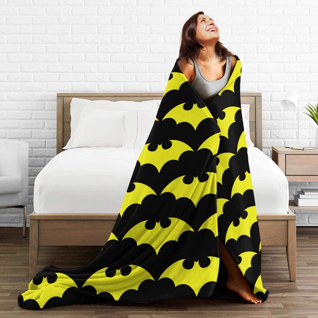 Batmans Yellow Bat Logo Knitted Blankets Plush Throw Blankets Bedroom Sofa Personalised Ultra-Soft Warm Bedspreads,