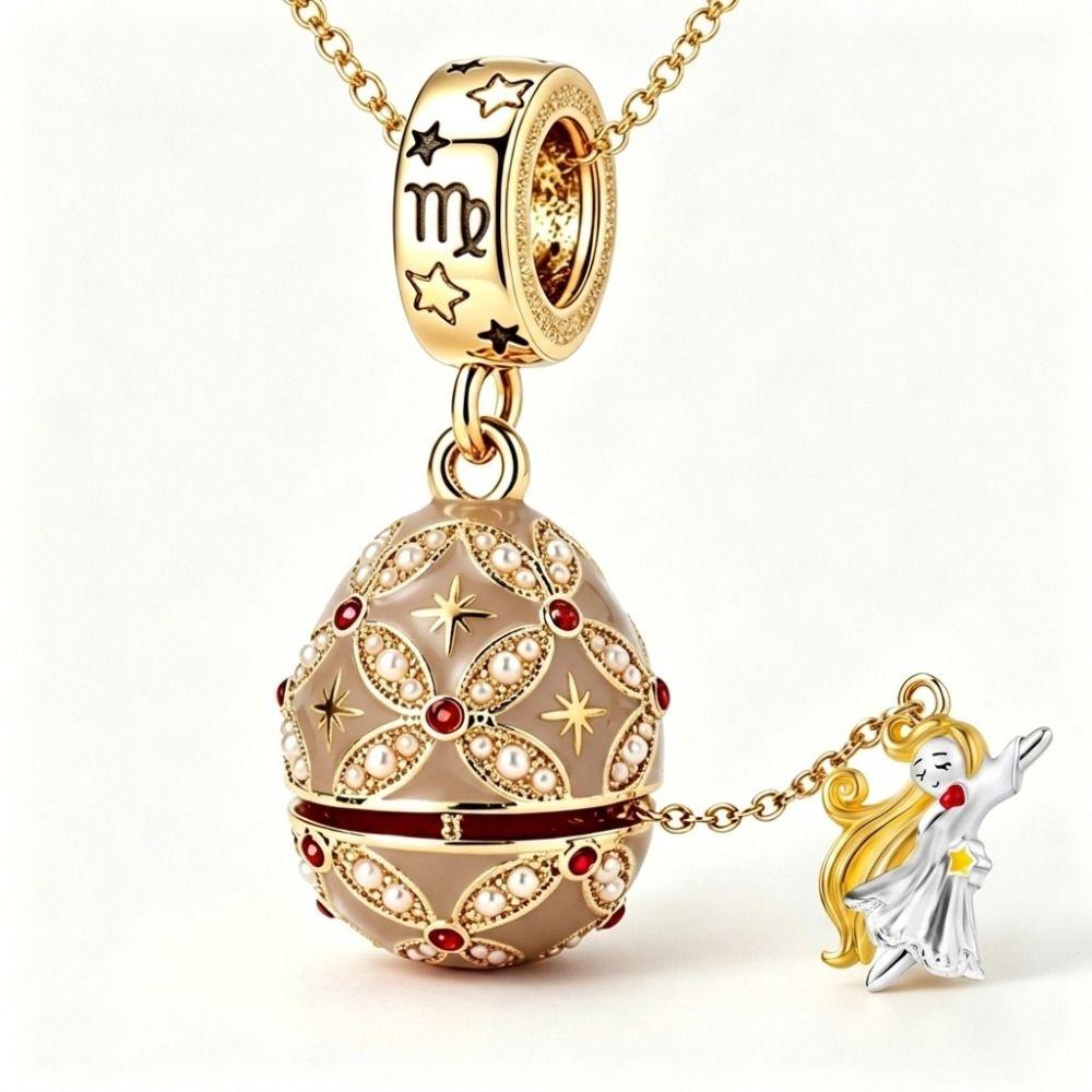 Hollow Locket Russian Egg Necklace New Chinese Style Openable Egg Pendant Women
