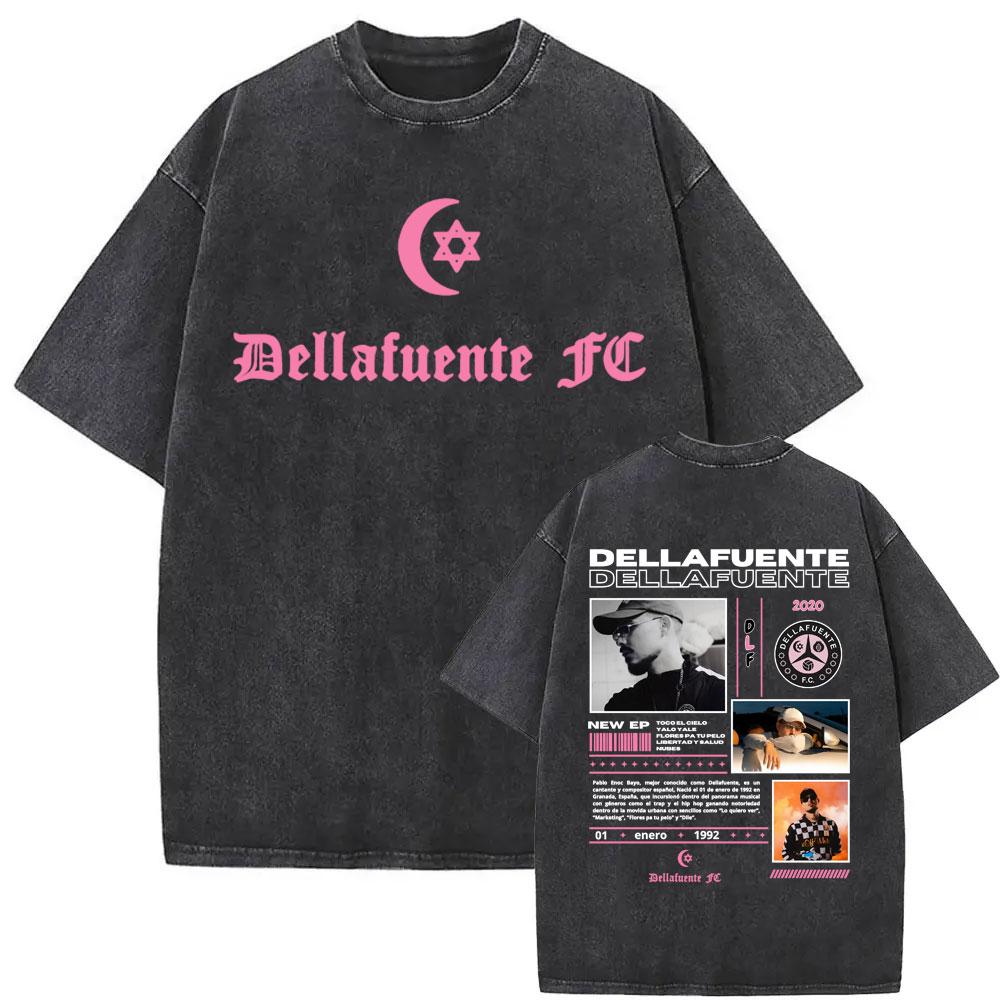 Rapper Dellafuente Tour Vintage Washed Tshirt Unisex Women Short Sleeve Hip Hop Tshirt Oversized Cotton Casual T Shirts