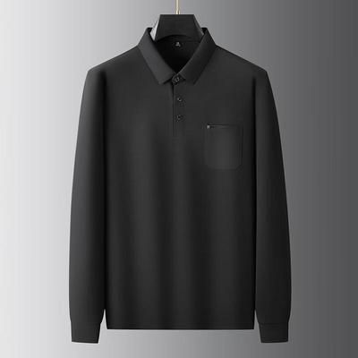 Herren Plus Size Einfarbiges Langarm-Polohemd