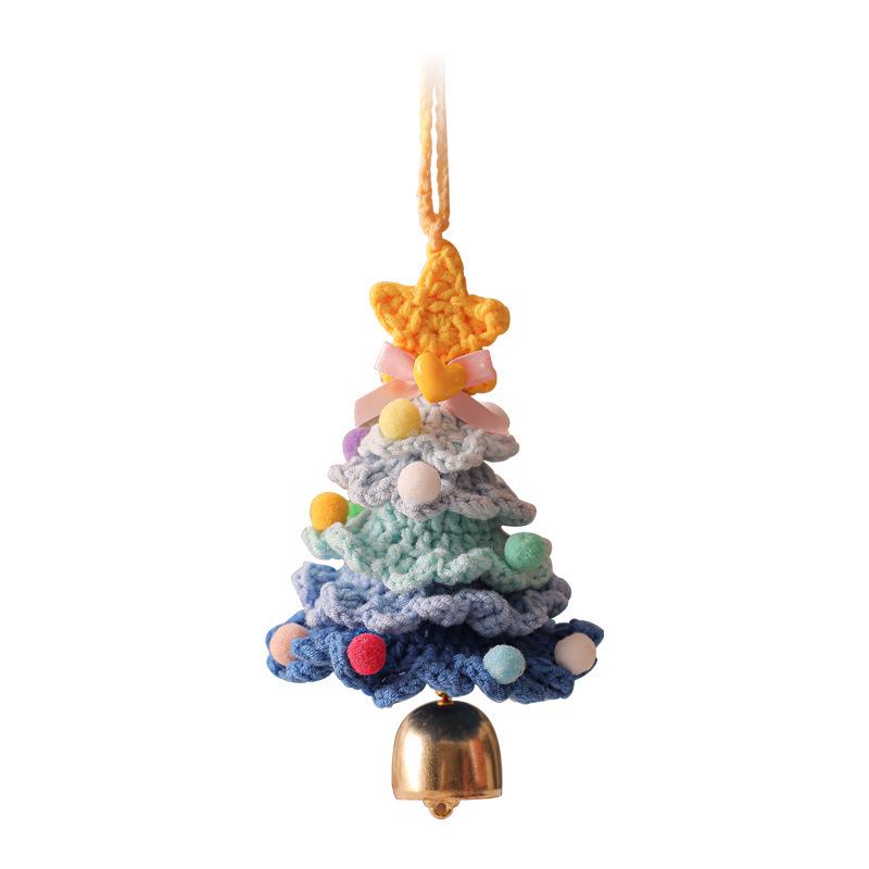 2026 Handmade Wool Knitted Mini Christmas Tree Ornaments for Car Interiors