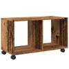 Rolling Cabinet with Rustic Wood Look 72 x 33 x 42.5 cm Engineered Wood