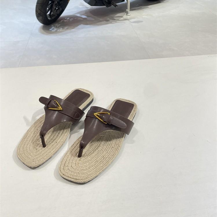 Fashion Rubber Flip Flops Shoes Slippers Flat Low Slides Hawaiian Genuine Leather Rome Fabric PU TPR Hoof Heels Rubber Flip Flops Low Wo