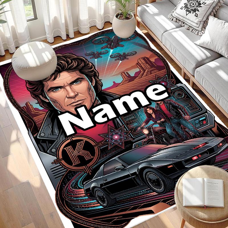 Custom Name Personalized Knight Rider Print Carpet, Versatile Home Decor Rug, for Playroom, Apartment, Balcony, Entryway, Hallway Gift