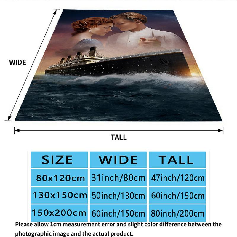 1PC Titanic Patterned Flannel Blanket Suitable For All Seasons For Home Decor Warmth And Comfort Gifts Holiday Present