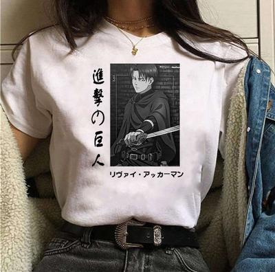 Verão Anime Quente Levi Ackerman Roupas Femininas Soltas Camiseta Feminina Punk Dark Grunge Streetwear Top Feminino Camisetas Góticas