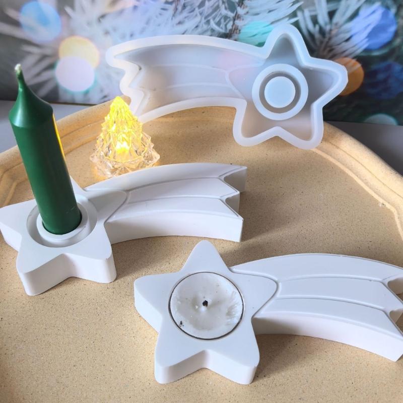 Star Silicone Candlestick Molds Heat Resistant For Epoxy Resin Candle Tealight Holder Christmas Home Decoration