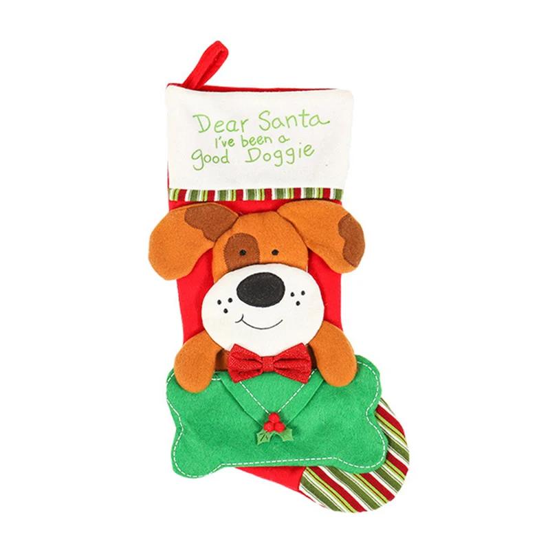 Cute Christmas Stockings Socks Fireplace Hanging Stockings Plush Personalized Home Party Decoration with Snowman Santa Elk Bear