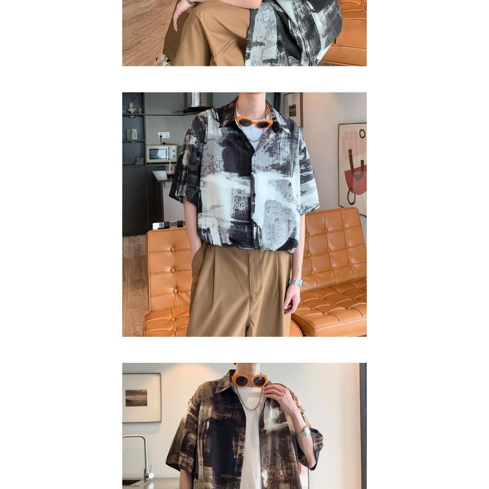 Thin Summer Men's Loose and Trendy Design Handsome Short Sleeved Casual Shirt Versatile and Fashionable Shirt