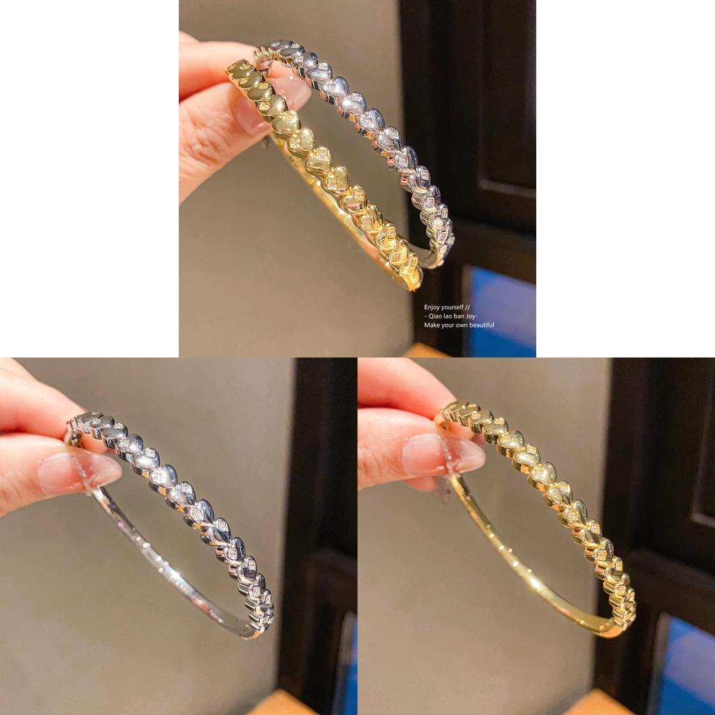 18k Gold Plated Heart Shape Bracelet With Zircon Stones For Women Fashion Jewelry