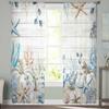 Thanksgiving Pumpkin Starfish Shell Coral Wood Sheer Curtains for Kids Bedroom Living Room Voile Window Curtains Tulle Drapes