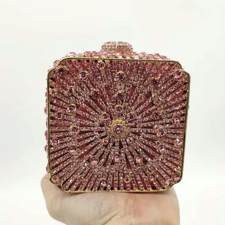 Boutique De FGG (in stock) Crystal Women Evening Clutch Bag Wedding Bridal Minaudiere Box Rhinestone Handbags and Purses