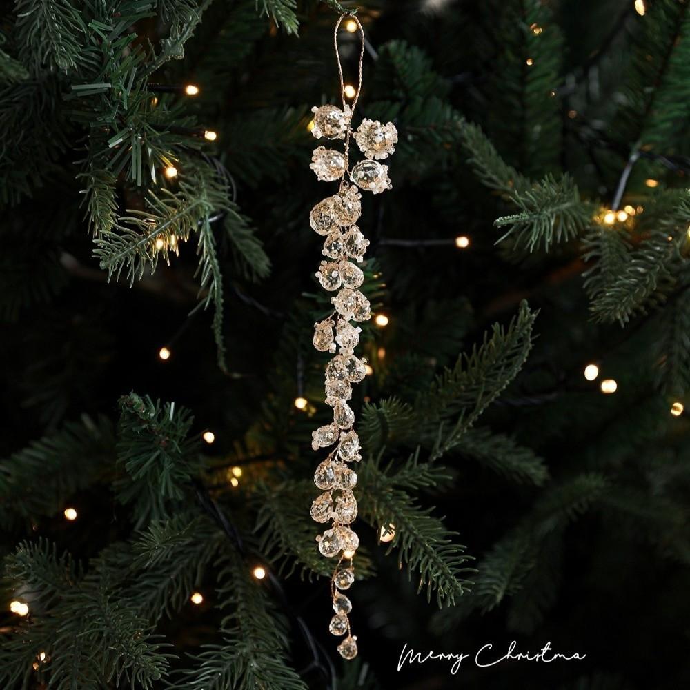 Artificial Glitter Christmas Branches Grape Christmas Crystal Pendant  DIY Craft