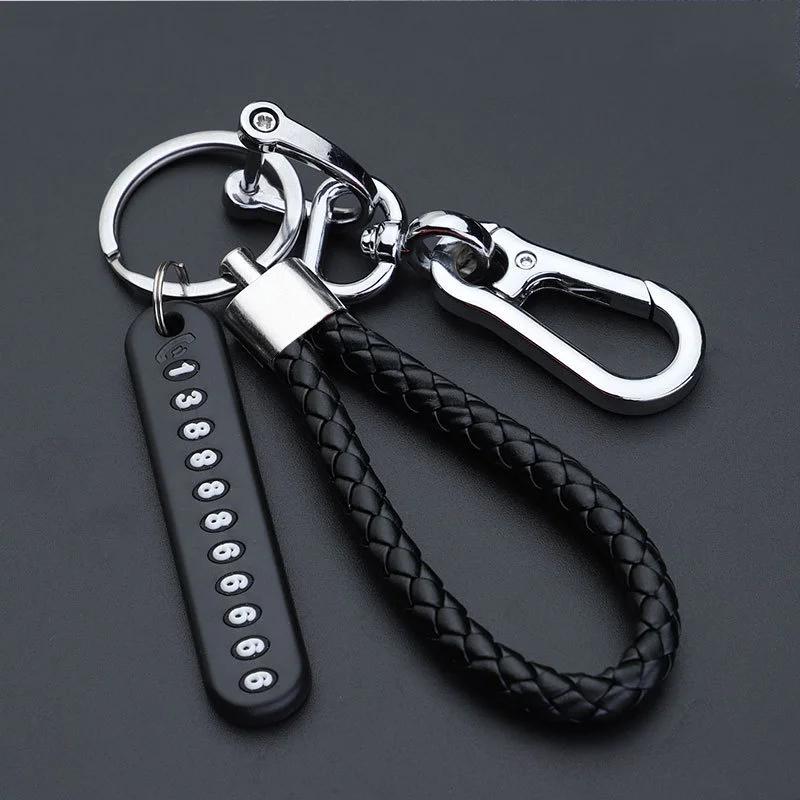 1pc Anti-Lost Car Keychain, Phone Number Card Keyring, Phone Number Plate, Lock Key Ring Auto Vehicle Key Chain, Car Accessories