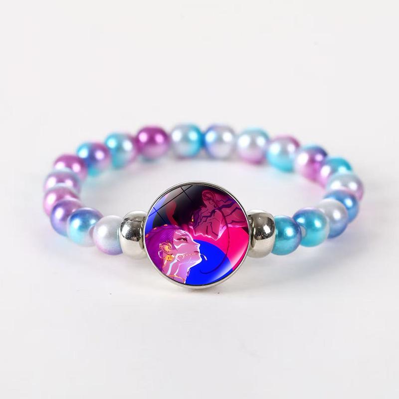 Ins Style Cartoon Beaded Bracelet, 2025 Spring New Glass Charm Jewelry, Unisex Handmade Gift for Travel Souvenir, 16+6cm Adjustable Chain