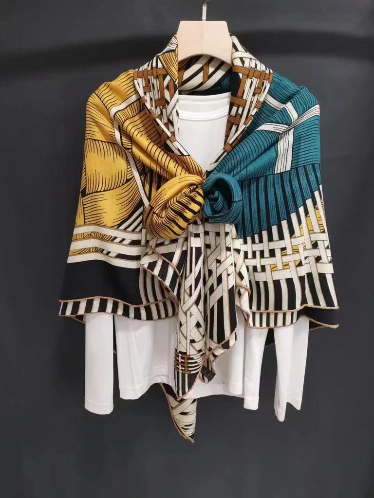 130 CM Silk Wool Scarf Women's Large Square Scarf Silk Scarf New Cashmere Versatile Shawl Thin