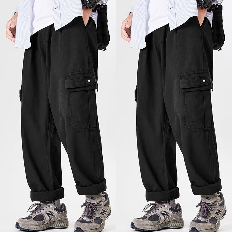 Khaki Overalls Men's Autumn New Loose Trendy Brand Wide-leg Pants Multi-pocket Straight Casual Pants