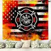 Firefighter Fire Rescue Wall Tapestry Aesthetic Wall Hanging Printed Fabric Blanket Decorative Tapestries for Bedroom Living Room Home Decor