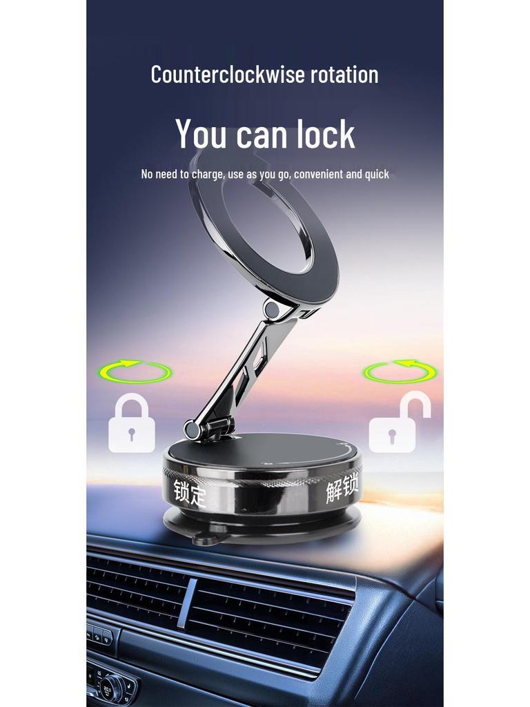 Zinc Alloy Folding Magnetic Car Phone Holder with Vacuum Suction