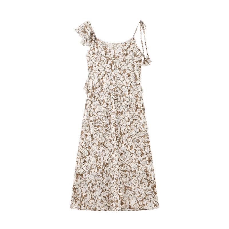 Elegant Ruffle Printed Dress