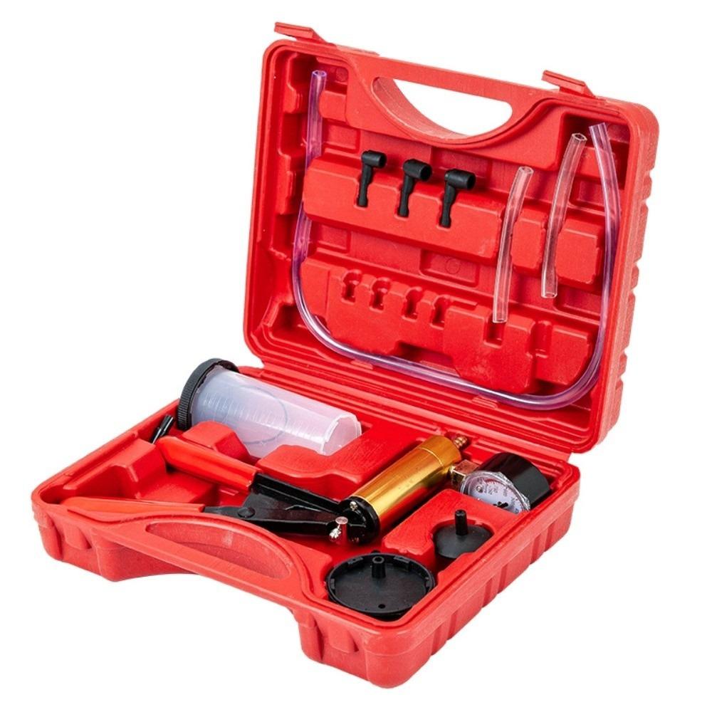 Portable Brake Bleeder Kit Durable Aluminum Manual Brake Fluid Drain Kit With Gauge 2 In 1 Handheld Vacuum Pump Kit