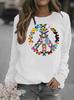 Women's Hippie Floral Print Round Neck Hoodie