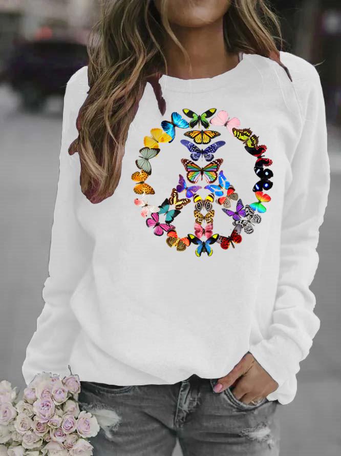 Women's Hippie Floral Print Round Neck Hoodie