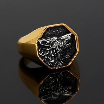 Bijuterii Oțel inoxidabil Oțel titan Norvegian Viking Wolf Domineering Vintage Ring Bijuterii pentru bărbați