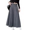 Women's Gray A-Line Pleated Midi Skirt: Slim Fit, Commuter Style, Perfect for Early Spring, Autumn, and Winter.