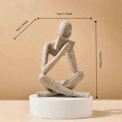 Black Modern The Thinker Statue Nordic Style Bookshelf Reading Sculpture Abstract Art Deco Resin Figurine Ornaments Study Room