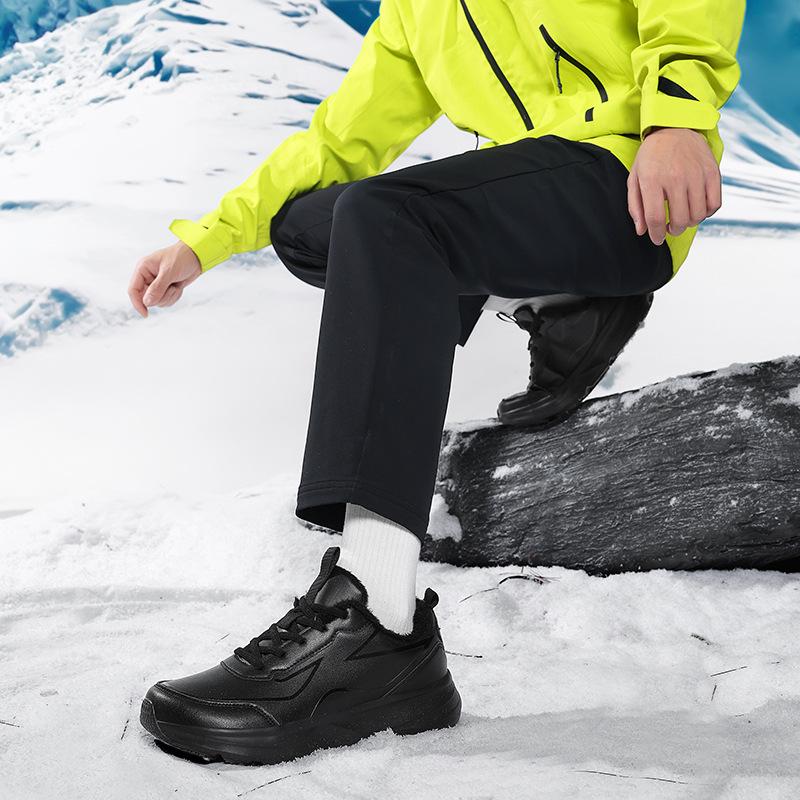 Winter waterproof outdoor shoes wide head leather sneakers winter
