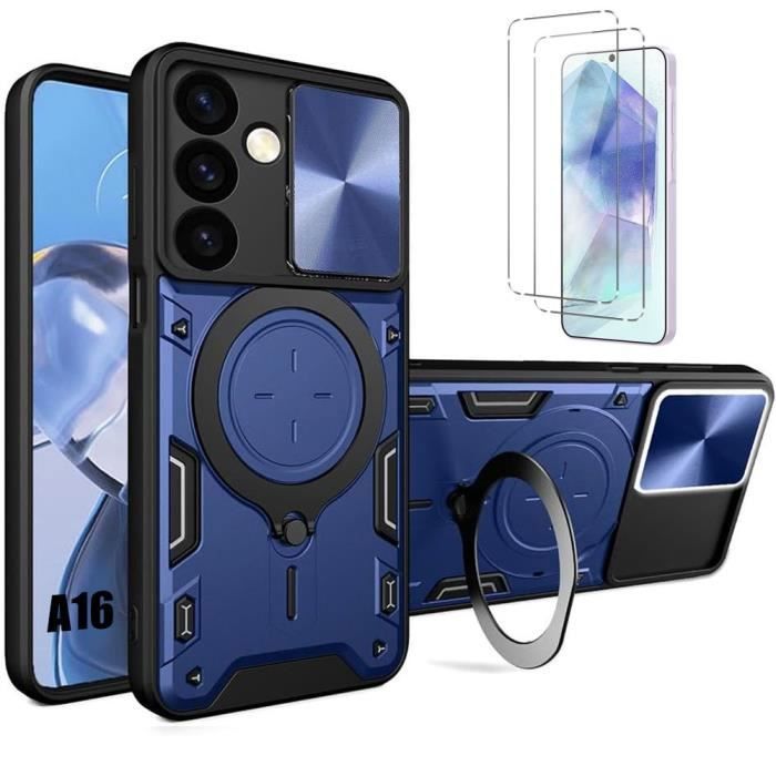 Coque - BOOLING - Samsung Galaxy A16 - 2 Verres Trempés - Clapet Coulissant - Anneau Support