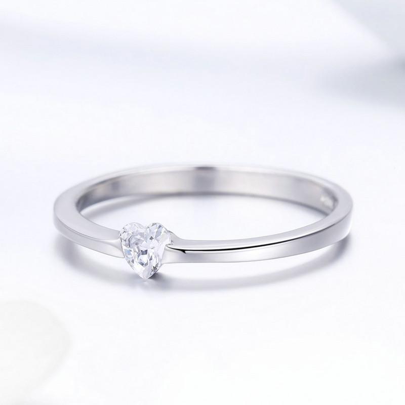 WOSTU Authentic 925 Silver Forever Clear CZ Circle Round Finger Rings Women Wedding Fine Jewelry Gift