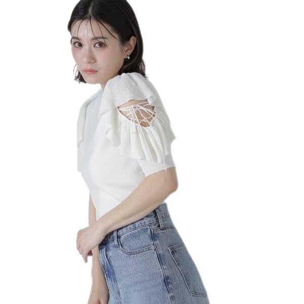 

Natural Beauty Basic Frill Sleeve Knit Sweater Women s Lace-Up