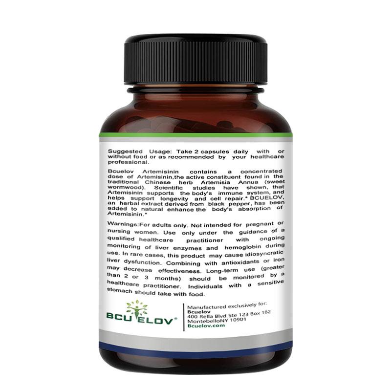 Bcuelov Artemisinin Plus Bioperine Capsules, 100mg Sweet Wormwood, Immune Wellness Support, 120 Caps
