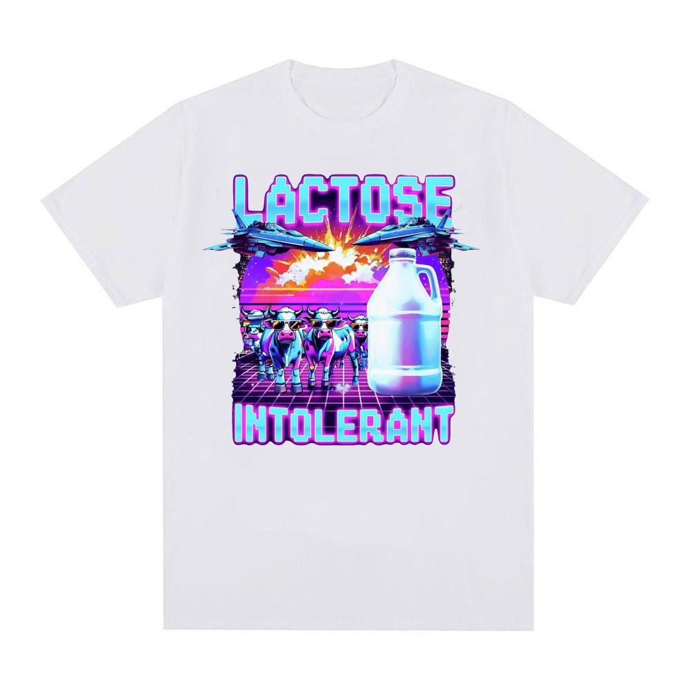 Lactose Intolerant Meme New Graphic T-Shirt Retro Milk 90s Funny T Shirts Men Women Casual 100% Cotton Humor Short Sleeve Tshirt