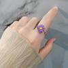 European Style Adjustable Flower Ring With Enamel Finish For Fashion Womens Accessories