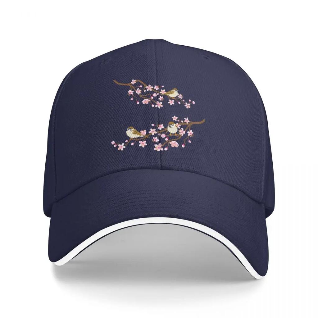 Cherry Blossom Japan Sakura with Bird Baseball Cap Custom Caps Thermal Visor Baseball Unisex Womens