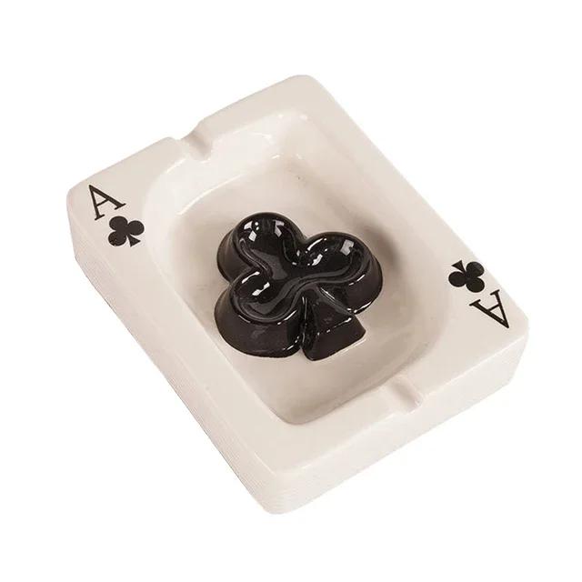 European Poker Ashtray Red Heart A Creative Porcelain Ashtray Fashion Trend Household Merchandises Desk Cleaning Household Items