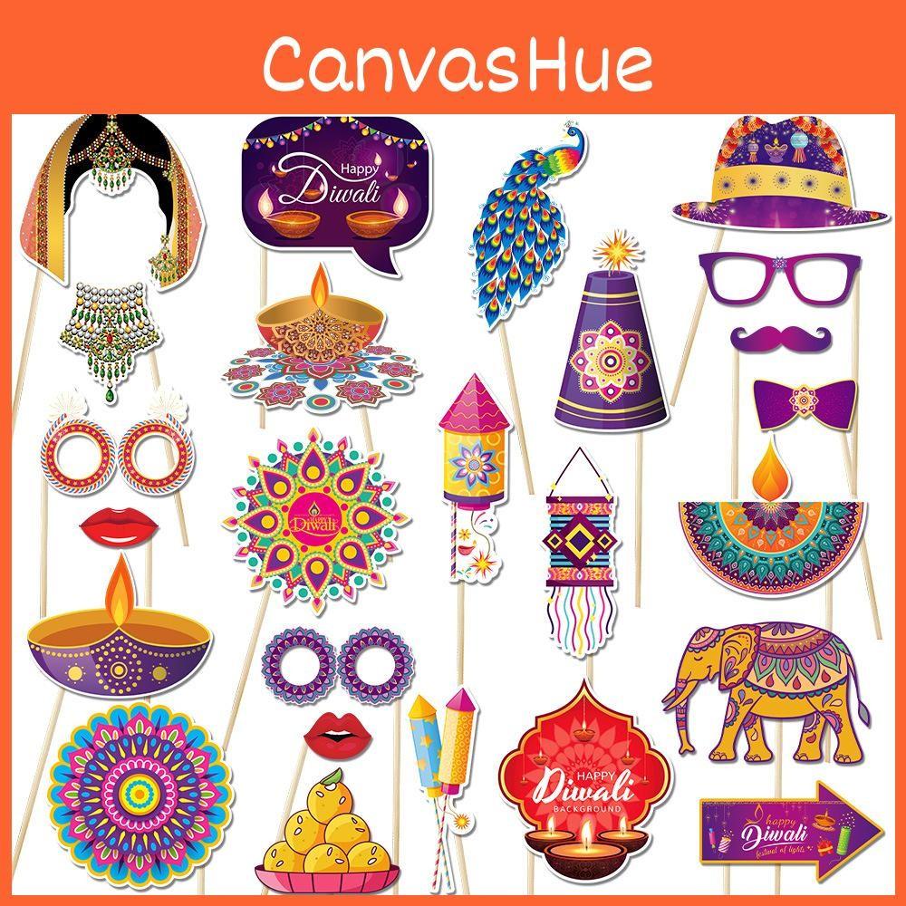 Handheld Diwali Photo Props Accessories With Cartoon Style For Festival Decor