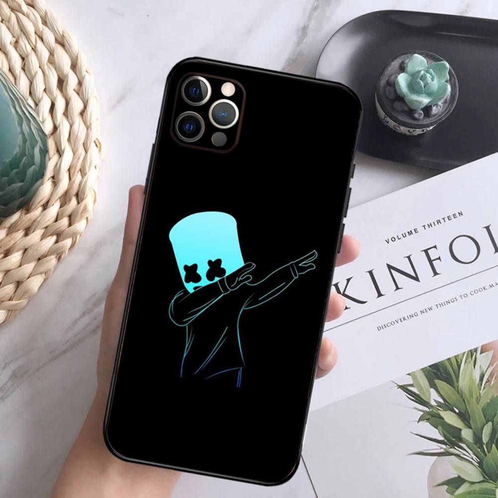 

Чехол для телефона DJ M-Marshmello для iPhone 16,15,14,13,12 Mini 11 Pro XR,X,XS,MAX 7,8 Plus Силиконовый чехол Мягкий Черный iPhone12PROMAX