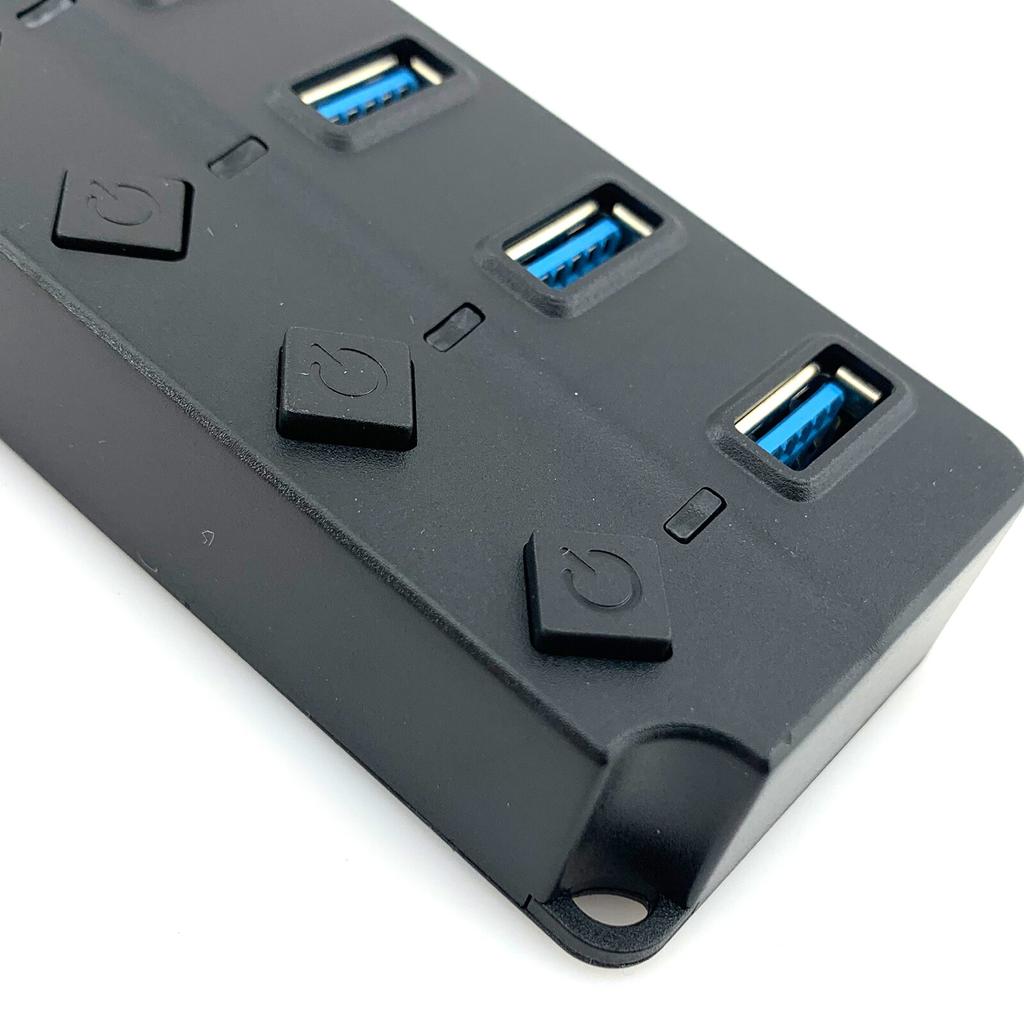 USB 3.0 Hub 7 Ports Expansion Power Switch 5V Charging Data PC Laptop Adapter