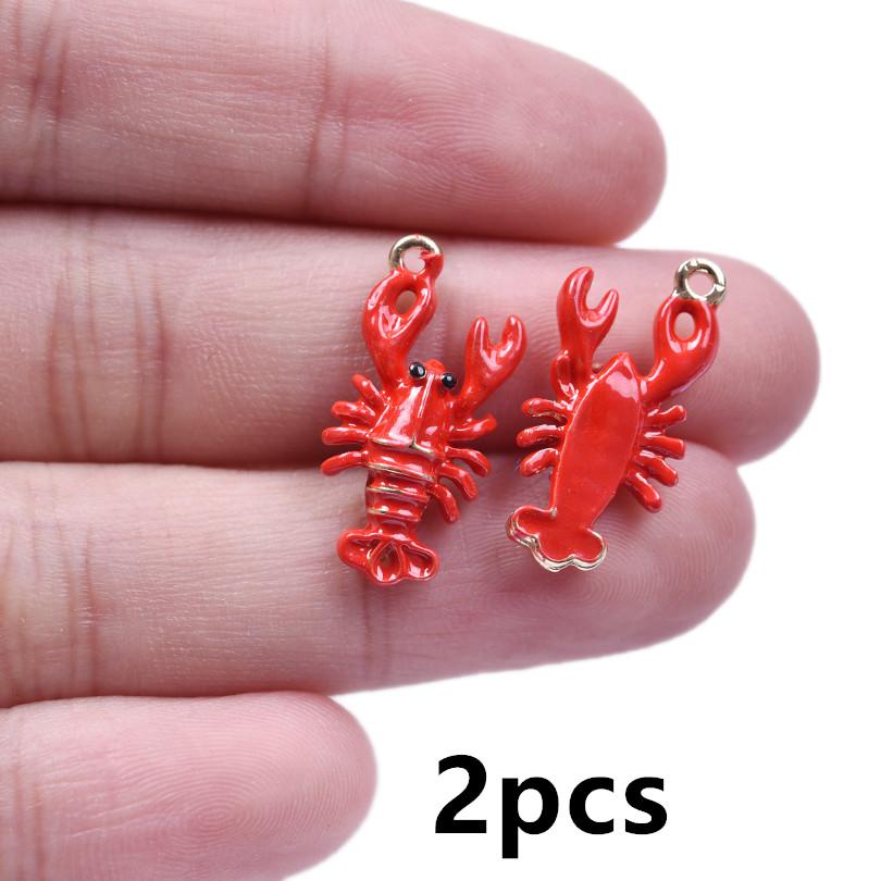 

2/5pcs Red Crab/Lobster Charms For Jewelry Making Supplies Ocean Animal Pendants Glass/Enamel DIY Earrings Keychain Beach Charm