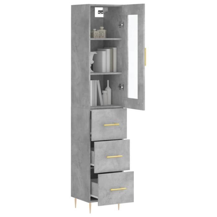 VidaXL Highboard Concrete Grey 34.5x34x180 Cm Engineered Wood 3199229